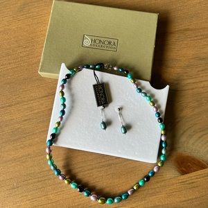 Honora pearl necklace and earring set